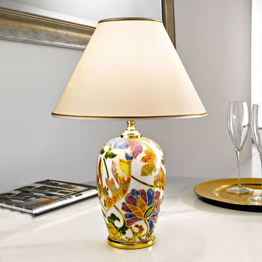 Bordslampa Damasco med 24 karats guld, Ø 30 cm