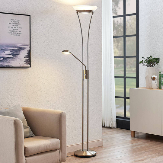 LED-taklampa Armadou med läslampa, nickel