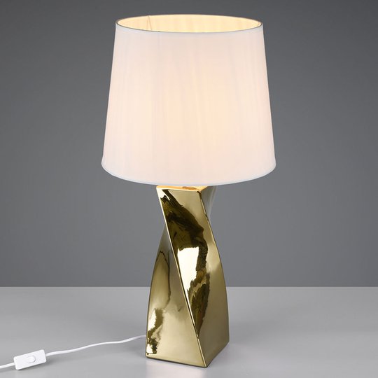 Bordslampa Abeba, Ø 34 cm, vit-guld