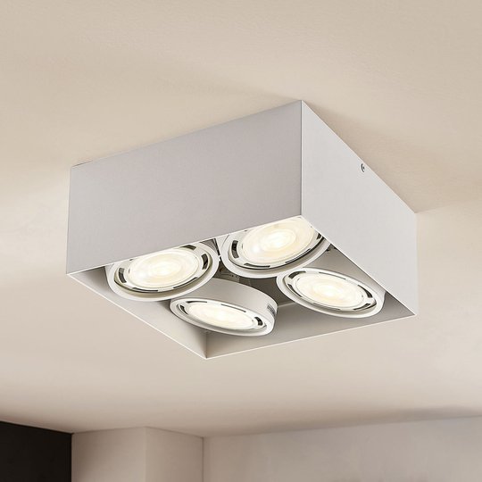 LED-downlight Rosalie kantig 4 lampor vit