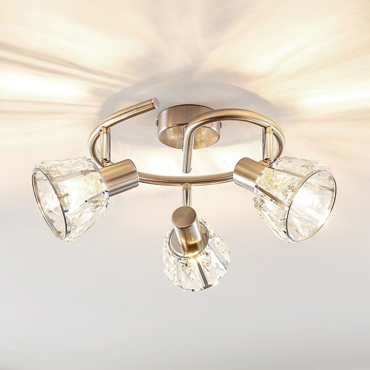 Lindby Kosta taklampa, 3 lampor, nickel