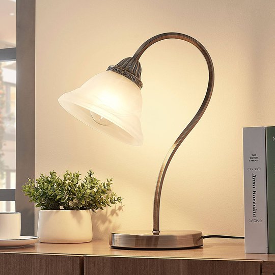 Böjd bordslampa Mialina, E27 LED