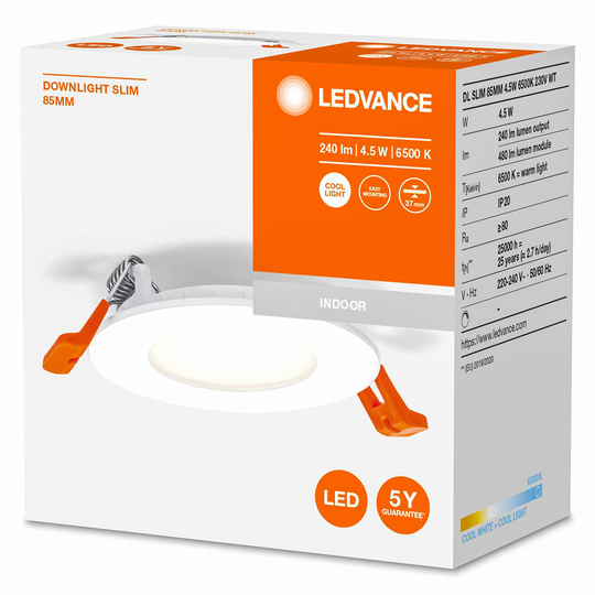 LEDVANCE Recess Slim LED-lampa Ø 8,5 cm 6500K