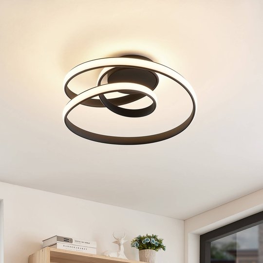 Lucande Sakina LED-taklampa, sandsvart