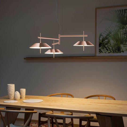 Kopparfärgad LED-pendellampa Mayfair, 3-flammig