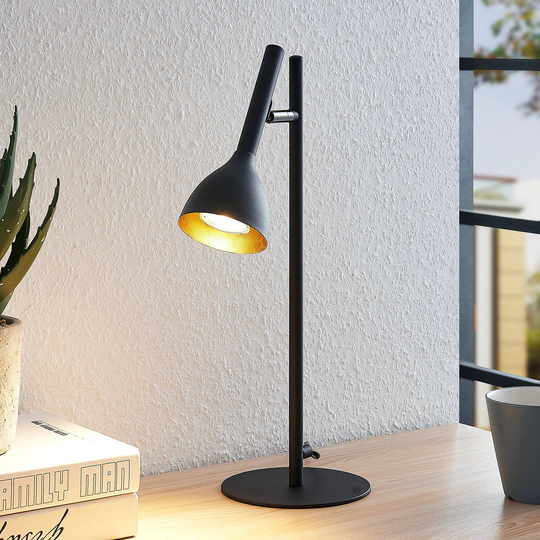 Bordslampa Nordwin av metall, svart-guld