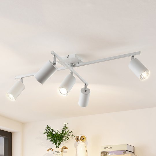 Lindby Ebardo taklampa, 5 lampor, vit
