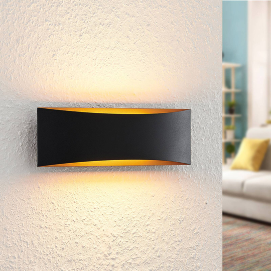 Arcchio Danta LED-vägglampa, svart-guld