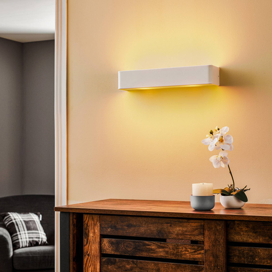 Vägglampa Rauma, vit, bredd 40 cm