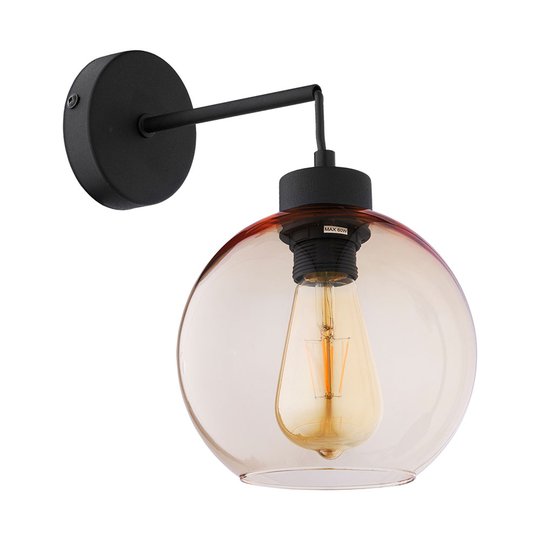 Vägglampa Cubus av glas, svart/bärnsten