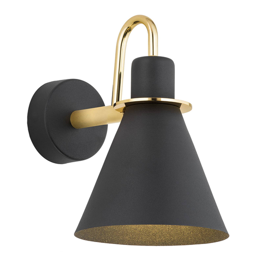 Vägglampa Bona, svart-mässing