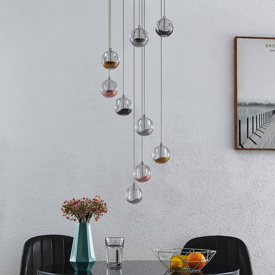 Lucande Meriton LED-hänglampa, 9 lampor
