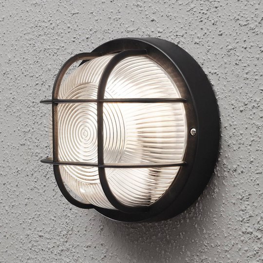 Utomhusvägglampa Elmas, rund, svart