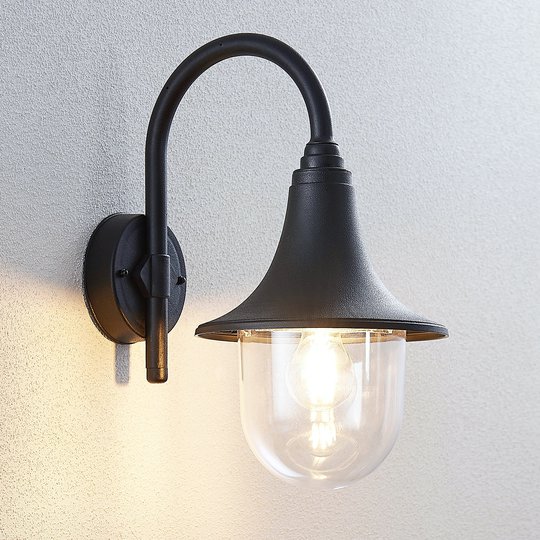 Utomhusvägglampa Nalevi, bågformad, svart