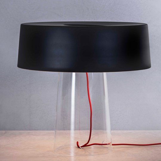 Prandina Glam bordslampa 48 cm klar/skärm svart
