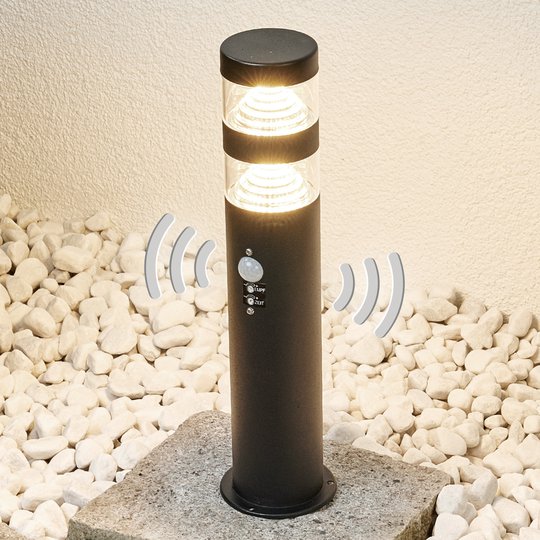 LED-sockellampa Lanea av rostfritt stål med sensor