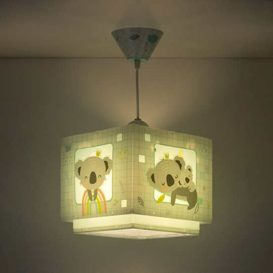 Hänglampa för barnrum Koala, 1 lampa, grön