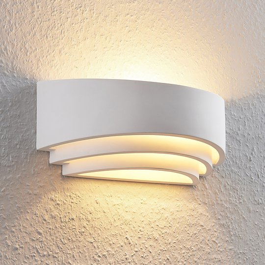 Gips-vägglampa Lucien, 3-stegs, vit