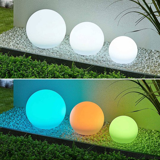 Lindby Lago LED-solcellslampa RGBW, 3-pack kulor