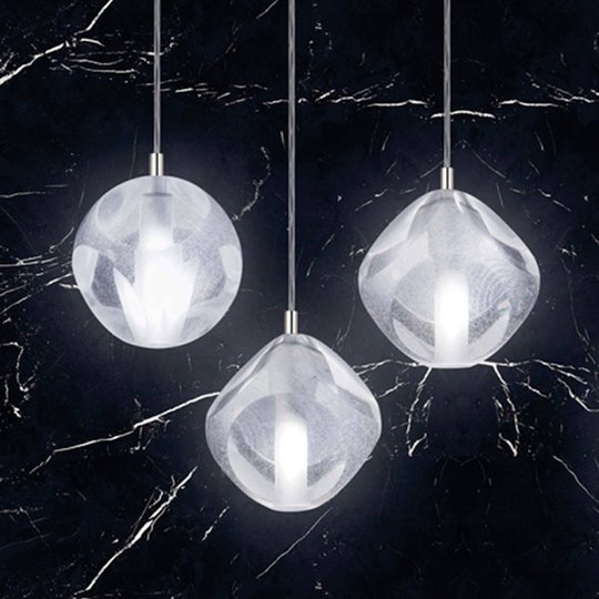 Hänglampa Glace av glas, 3 lampor