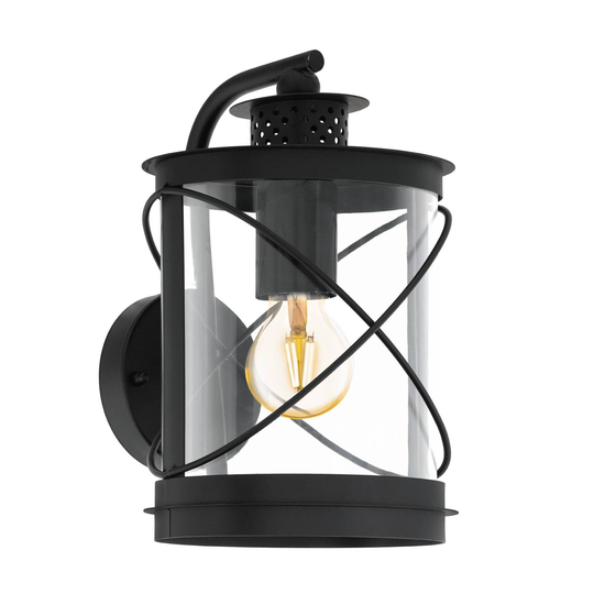 Utomhusvägglampa Hilburn, svart, nedåt