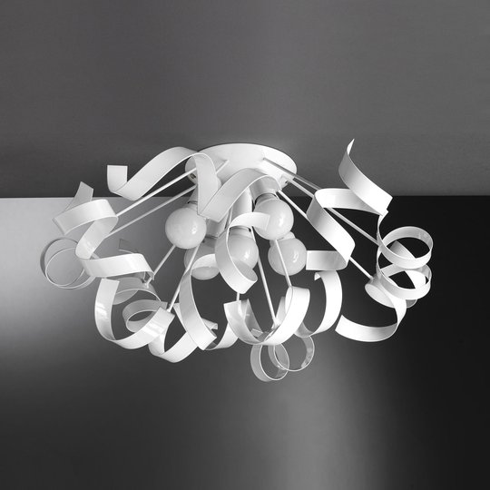 Taklampa Zoe av metall, 5 lampor, vit