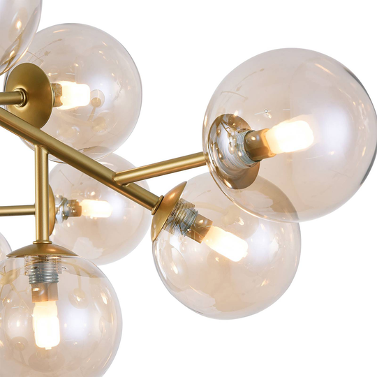 Maytoni Dallas taklampa, 20 glaskulor, guld