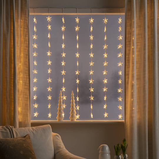LED-ljusgardin Stjärnor 120 lampor, bärnsten