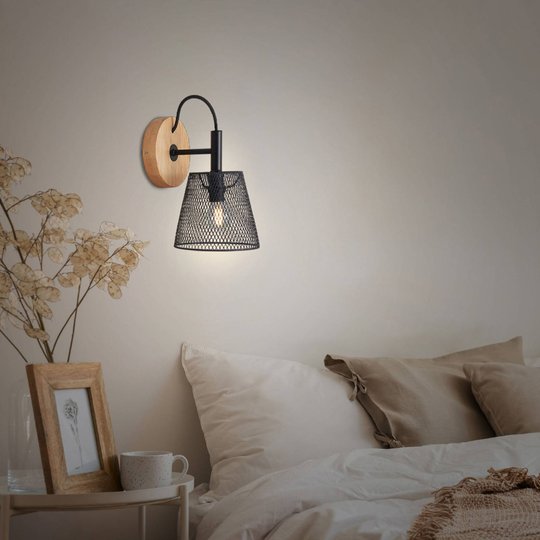 Wood & Style 2077 vägglampa med nätmetallskärm