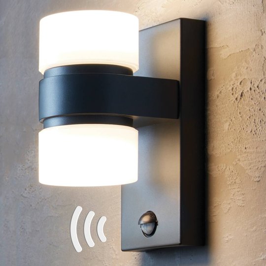 LED-utomhusvägglampa Atollari med rörelsesensor