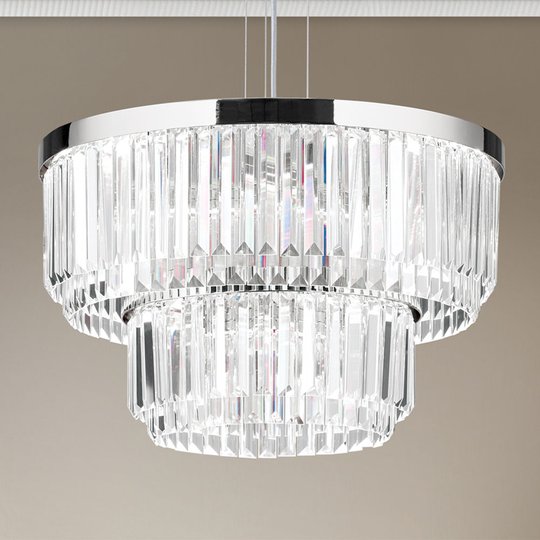 LED-pendellampa Prism, rund, krom