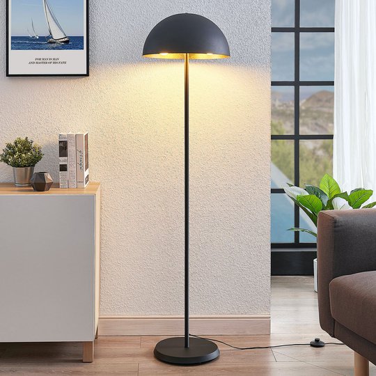 Golvlampa Idalene av metall, svart-guld