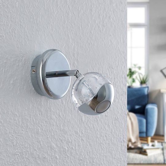Lucande Kilio LED-spotlight med glasskärm, krom
