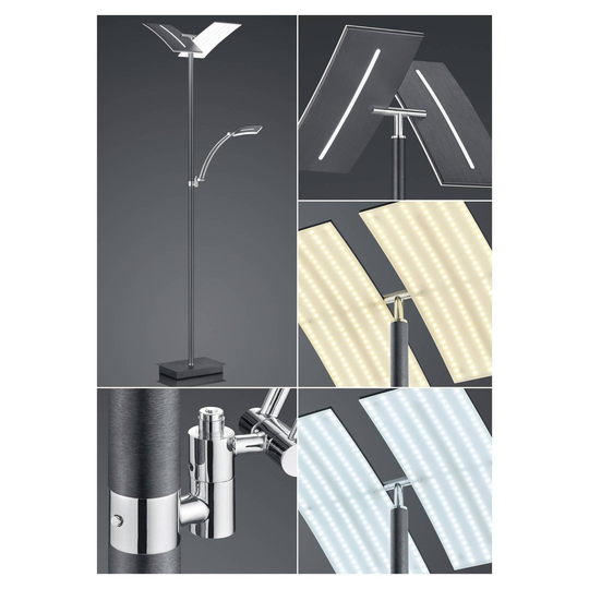 B-Leuchten Dual LED-golvlampa 2 lampor antracit