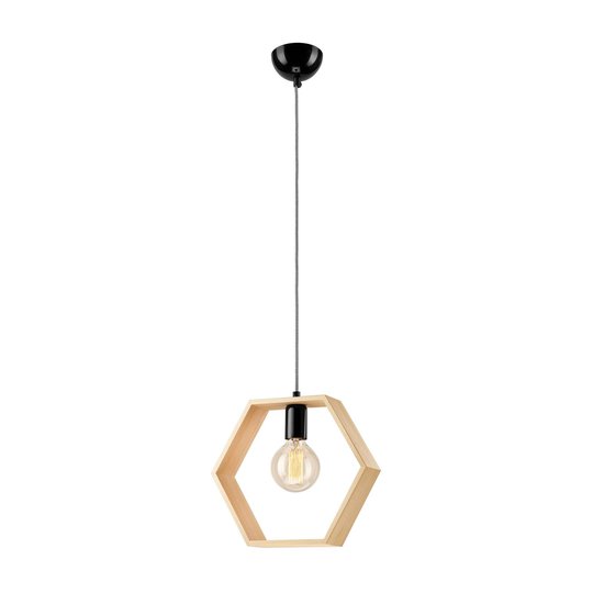 Hänglampa Kärnan, skärmelement trä hexagon