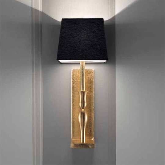 Vägglampa Slim i svart och guld