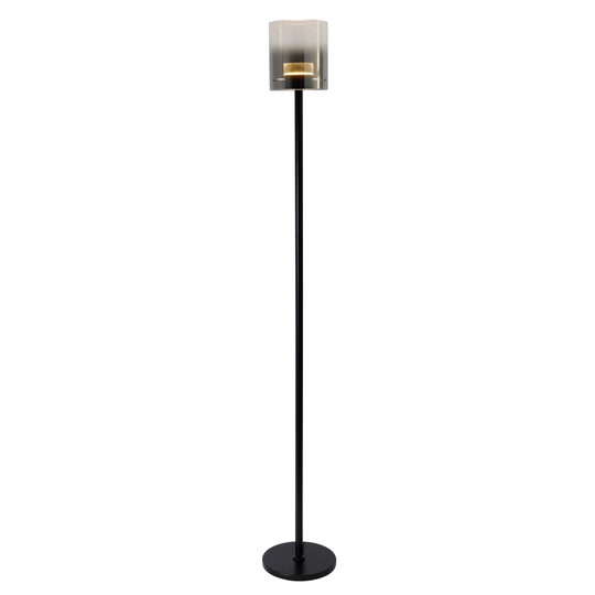 LED-golvlampa Salerno, 2 700 K, svart/smoke