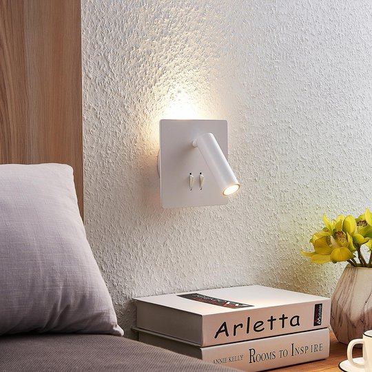 Lucande Magya LED-vägglampa vit 2 lampor kvadrat