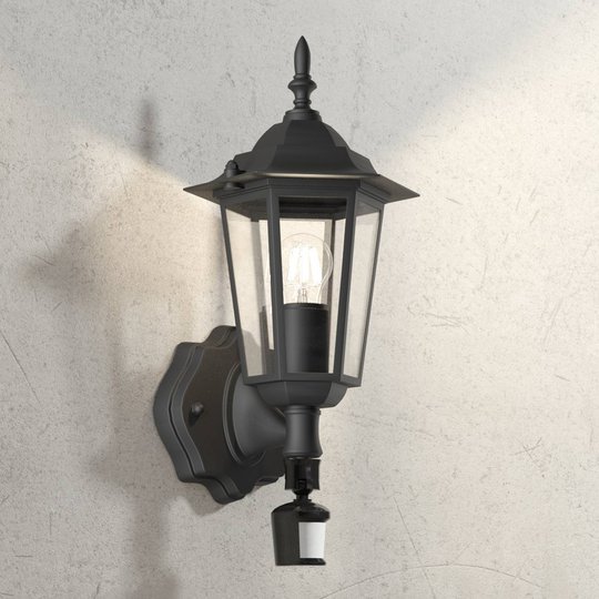Utomhusvägglampa Laterna 4 svart, med sensor