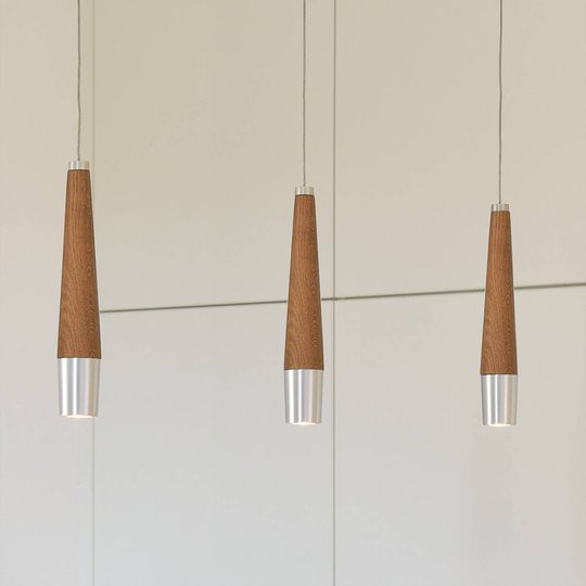 HerzBlut Conico hänglampa, oljad ek, 3 lampa