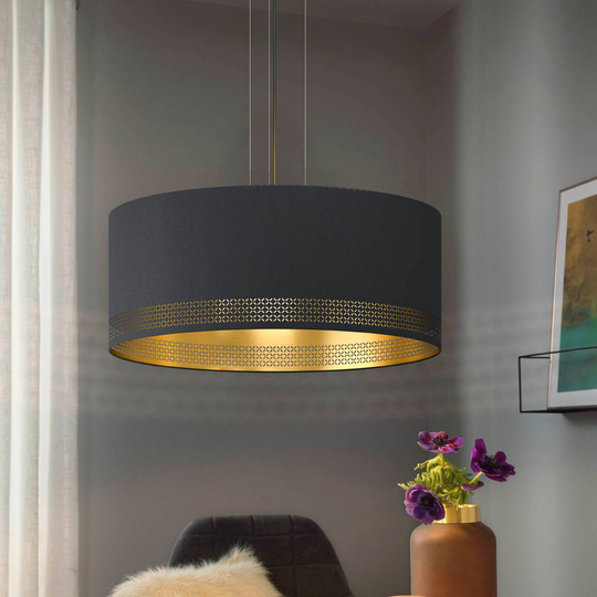 Hänglampa Esteperra, svart/guld Ø 53 cm