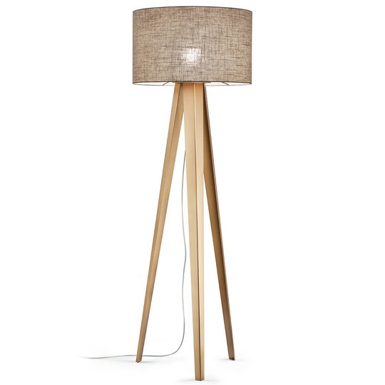 Dimbar trebent golvlampa Athena, linneskärm