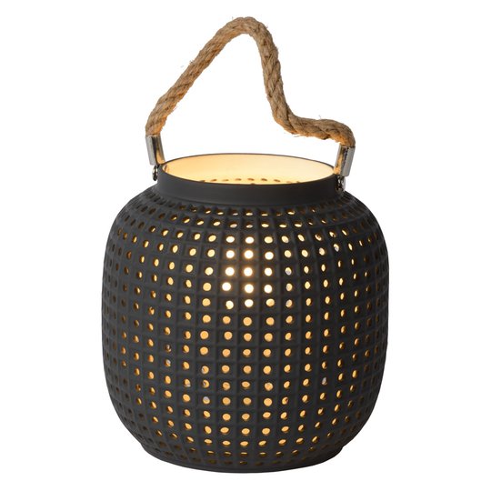 Bordslampa Safiya av porslin, antracit