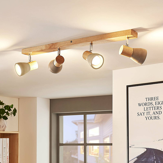 ELC Eletta LED-takspotlight, betong, 4 lampor