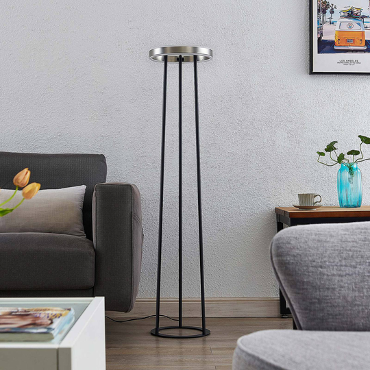 Lucande Seppe LED-golvlampa, nickel