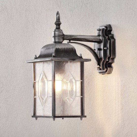 Utomhusvägglampa MILANO i svart/silver, hängande