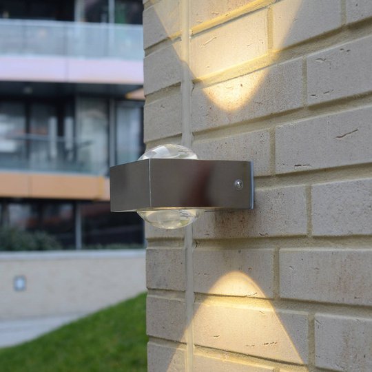 Utomhusvägglampa Crystal i rostfritt stål, LED