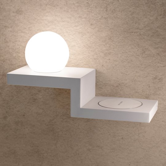 LED-vägglampa Zanzibar, trappformad, vit