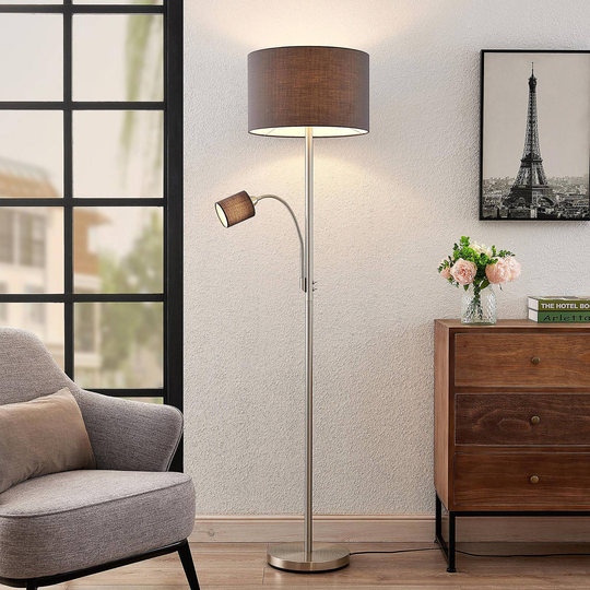 Lindby Jaileen tyggolvlampa, läslampa, grå