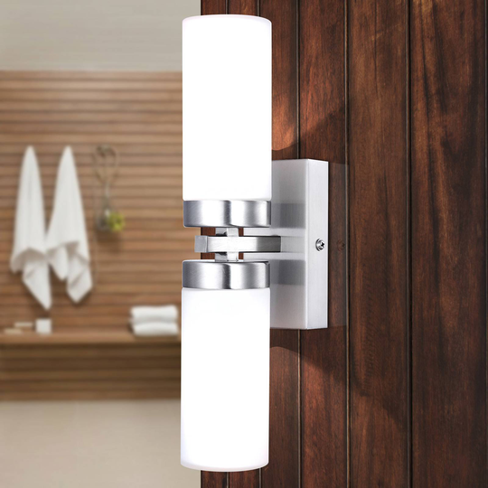 Vägglampa Space, nickel, 2 lampor, IP44